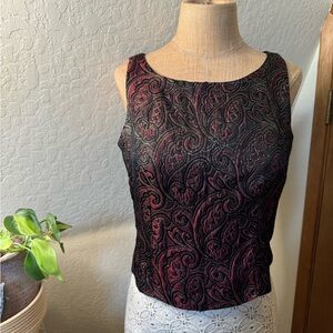 Elegant Black and Red Paisley Women's Top